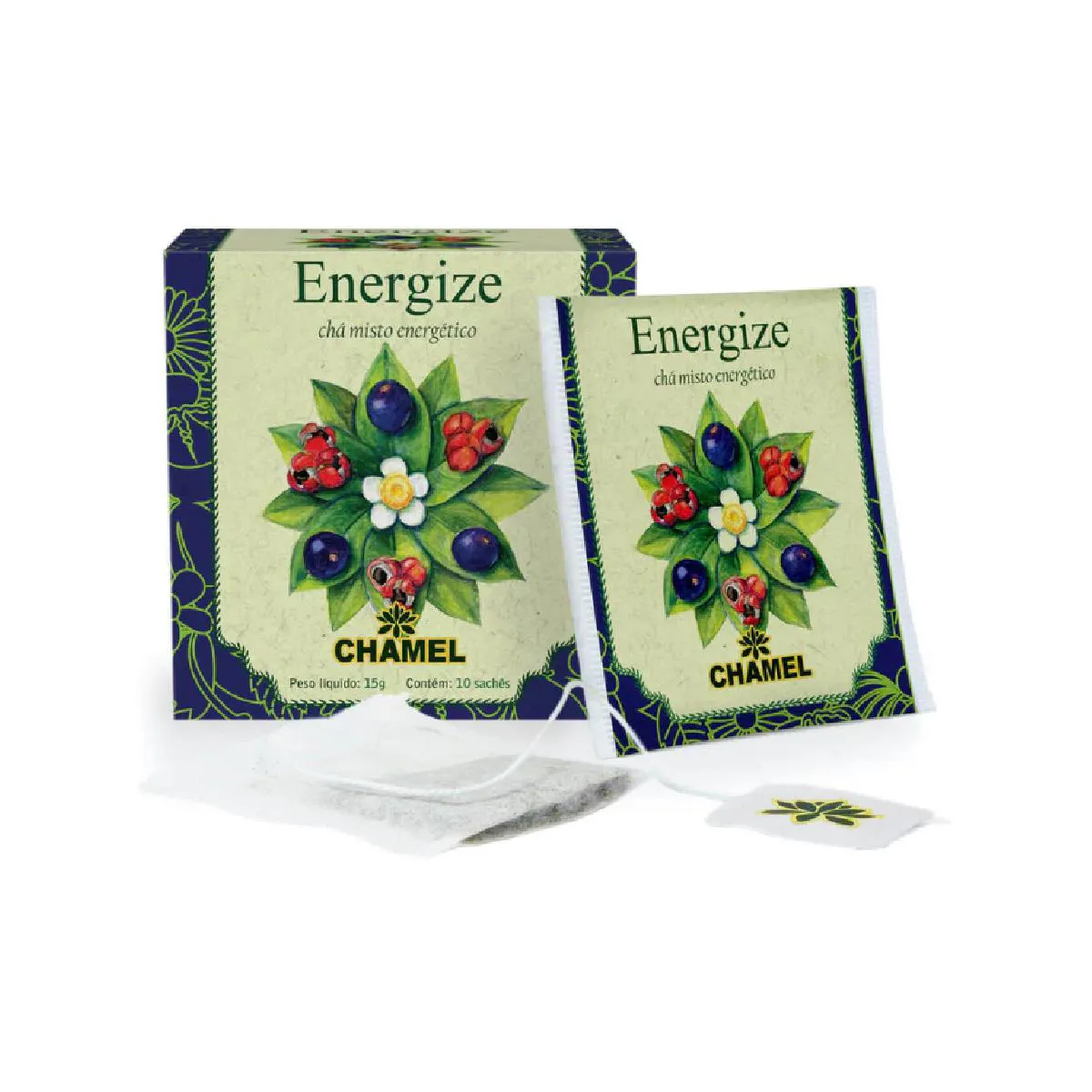 Caixa com 10un de Sachê de Chá Energize 15g - Chamel