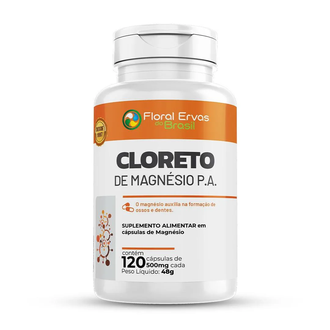 Cloreto De Magnésio P.a 500mg 120 Cápsulas Apenas 2 Cápsulas/dia