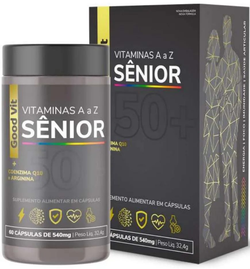 Suplemento com Vitaminas de A A Z Sênior 60 Cápsulas de 540Mg + Coenzima Q10 e Arginina