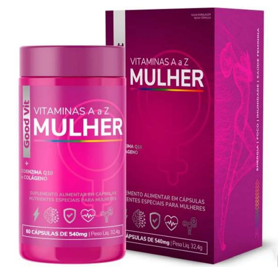 Suplemento com Vitaminas de A A Z Mulher 60 Cápsulas de 540Mg + Coenzima Q10 e Colágeno