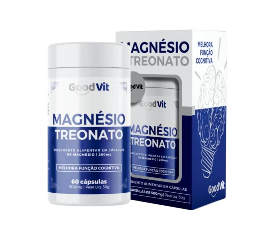 Magnésio Treonato Good Vit 60 Cápsulas 500Mg Melhora Função Cognitiva e Alivia A Enxaqueca