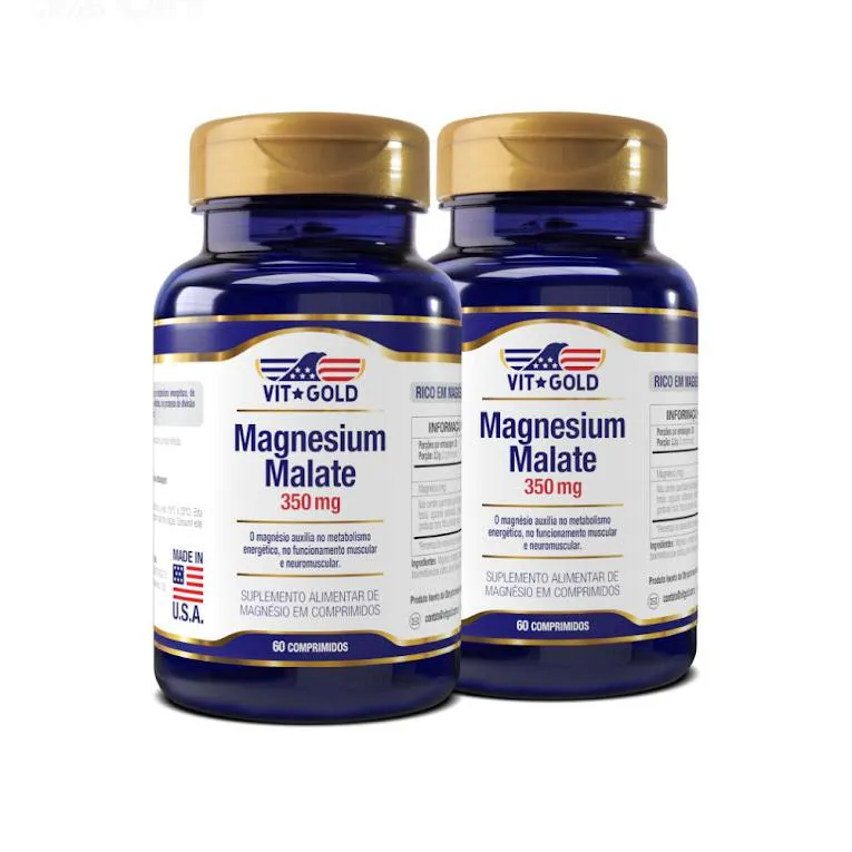 Magnésio Dimalato 350mg Vitgold Kit 2x 60 Comprimidos