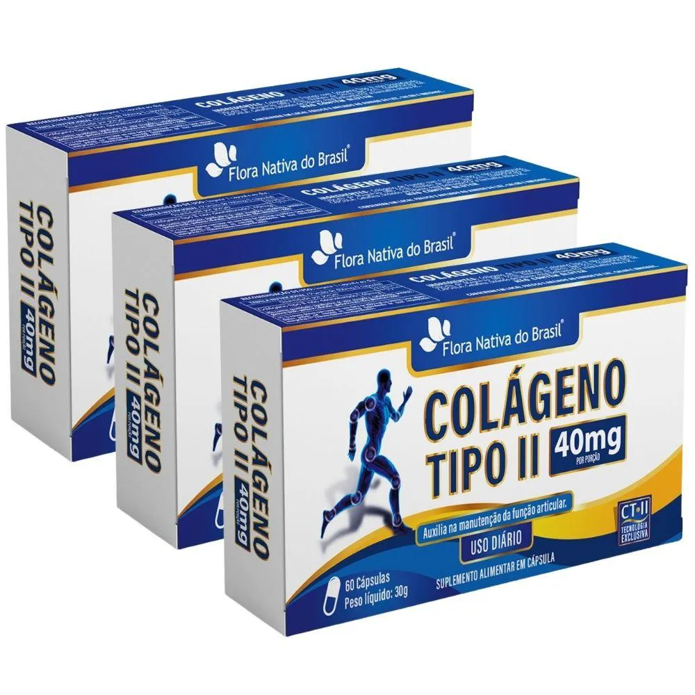 Kit 3x Colágeno Tipo 2 60 cápsulas - Flora Nativa