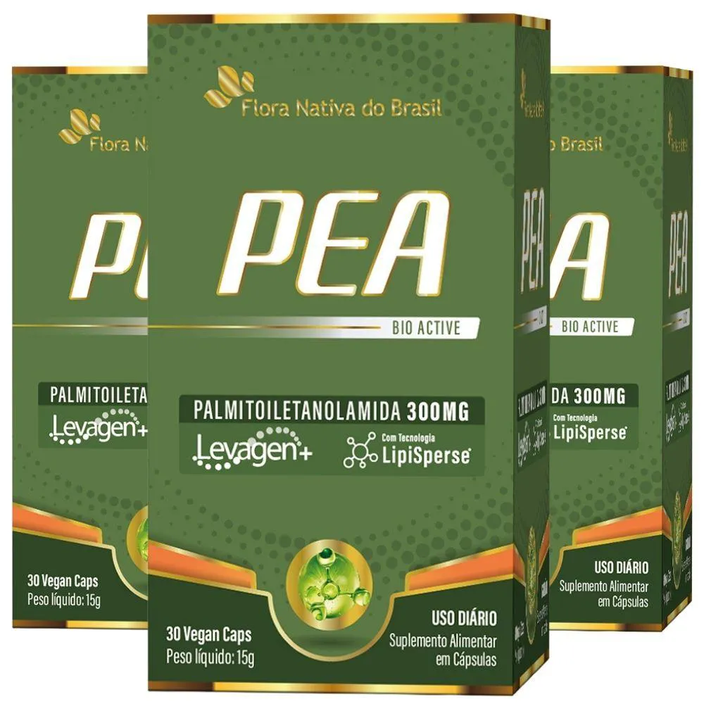 Kit 3x Pea - Palmitoiletanolamida (levagen®) 300mg 30 cápsulas - Flora Nativa