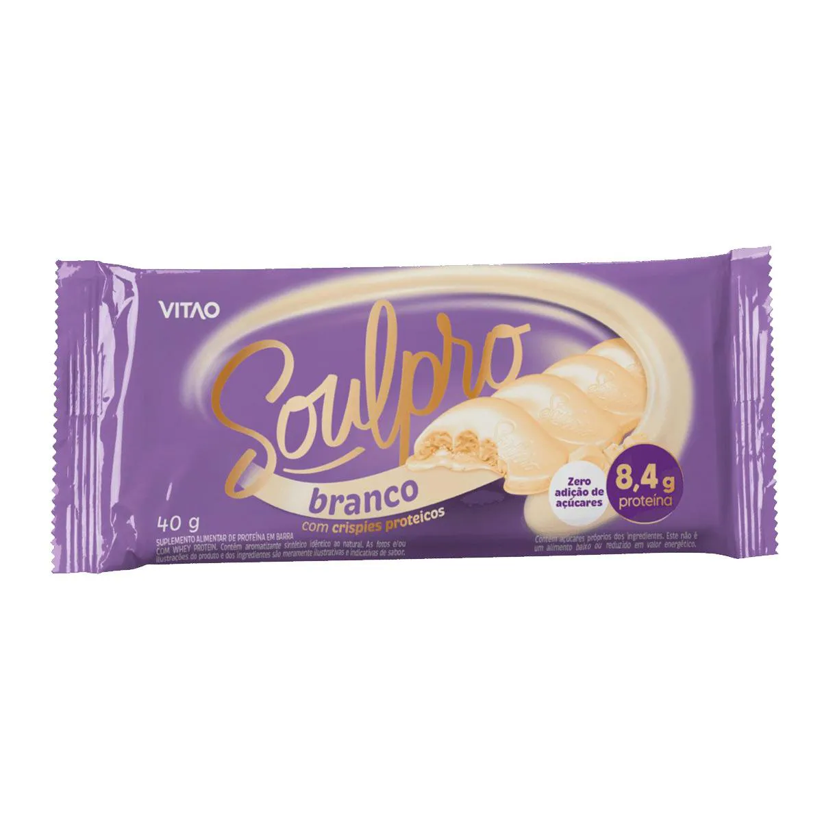 Chocolate Branco Proteico Soulpro Zero Açúcar 40g
