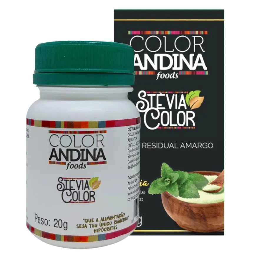 Adoçante Color Andina Natural 100% Stevia 20g sem Amargor Vegano Puro