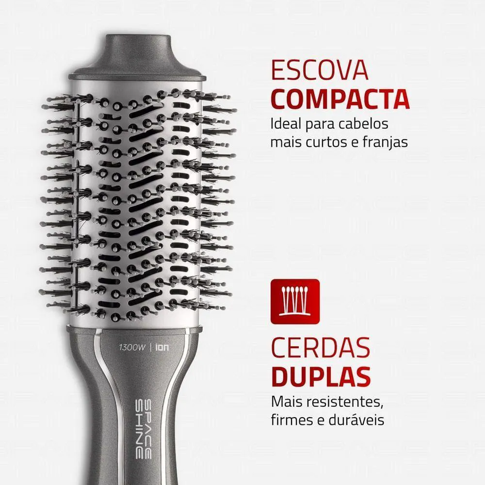 Escova Secadora Space Shine Mondial Grafite 1300w Es-20 Bivolt