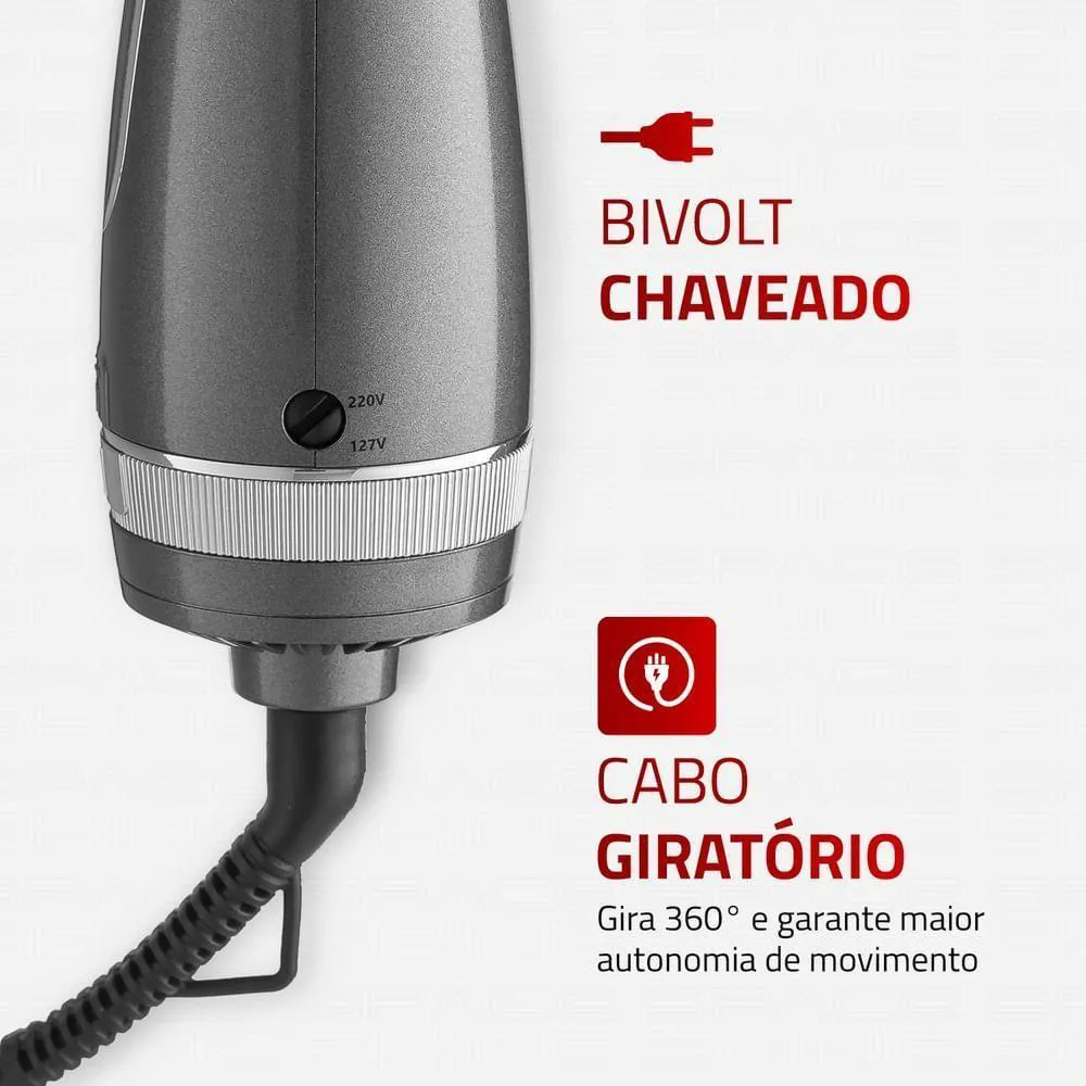 Escova Secadora Space Shine Mondial Grafite 1300w Es-20 Bivolt