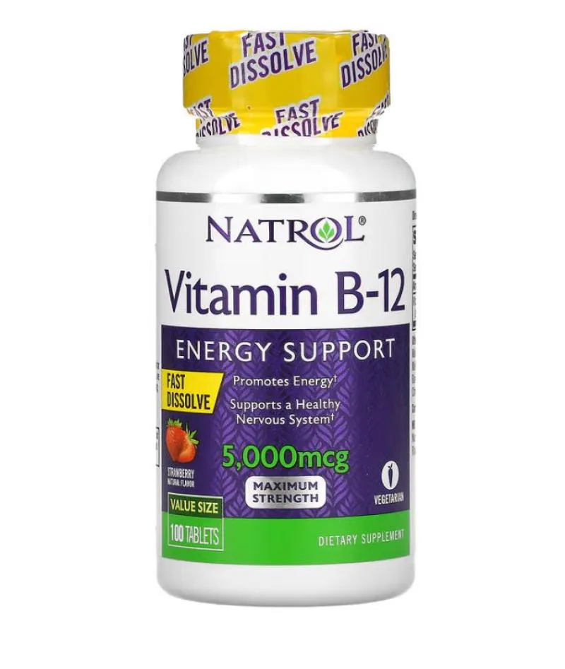 Vitamina B12 Natrol 5,000mcg 100 Cápsulas Importada Original Morango
