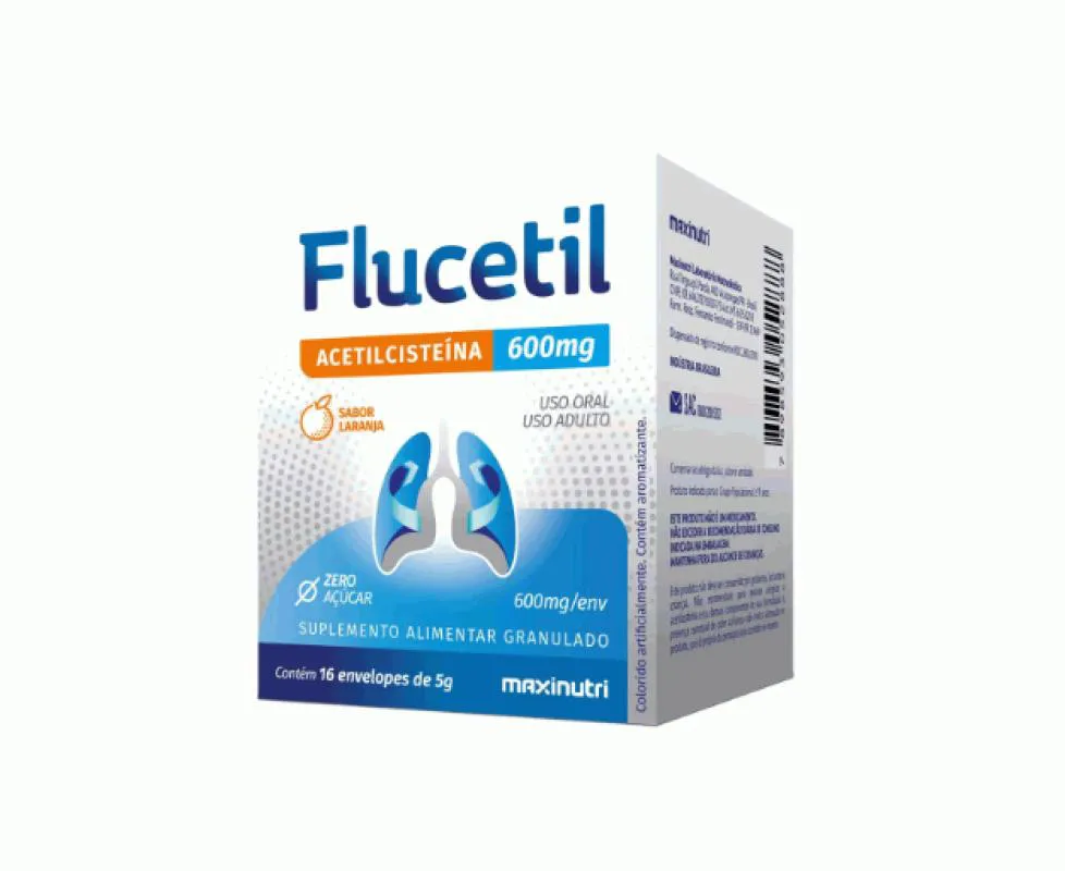 Flucetil Plus - Acetilcisteina + Vit. C - 500MG - 165XG - (Caixa 12 unidades) - Laranja