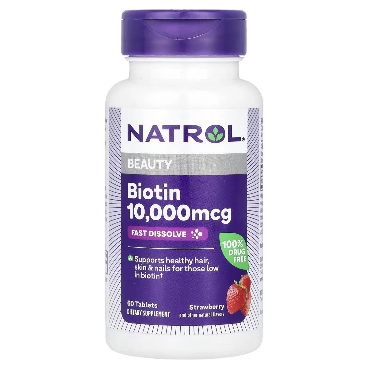 Biotina 10.000mcg 60 Tabletes Sabor Morango - Natrol