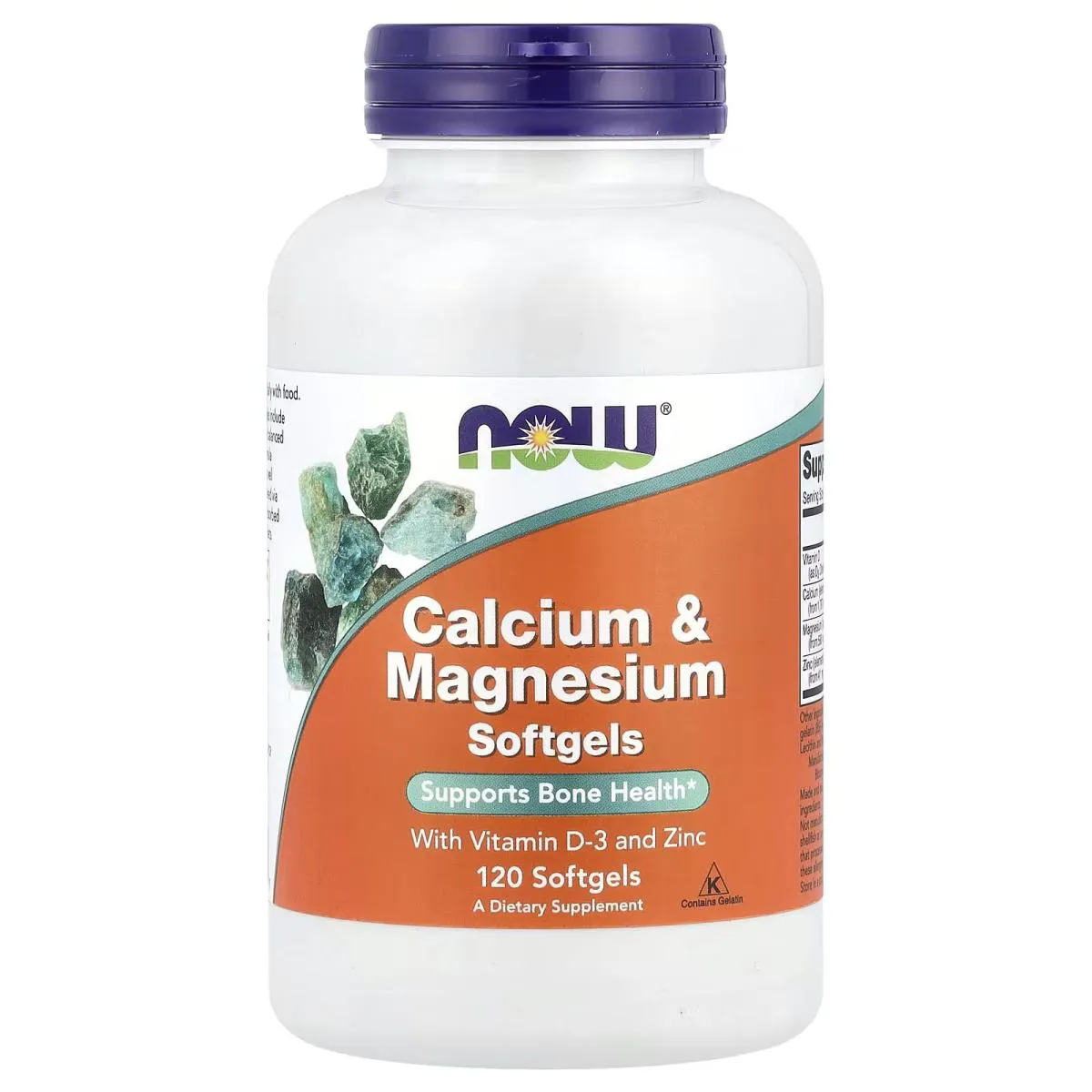 Cálcio e Magnésio com Vitamina D3 e Zinco 120 Softgel - Now Foods