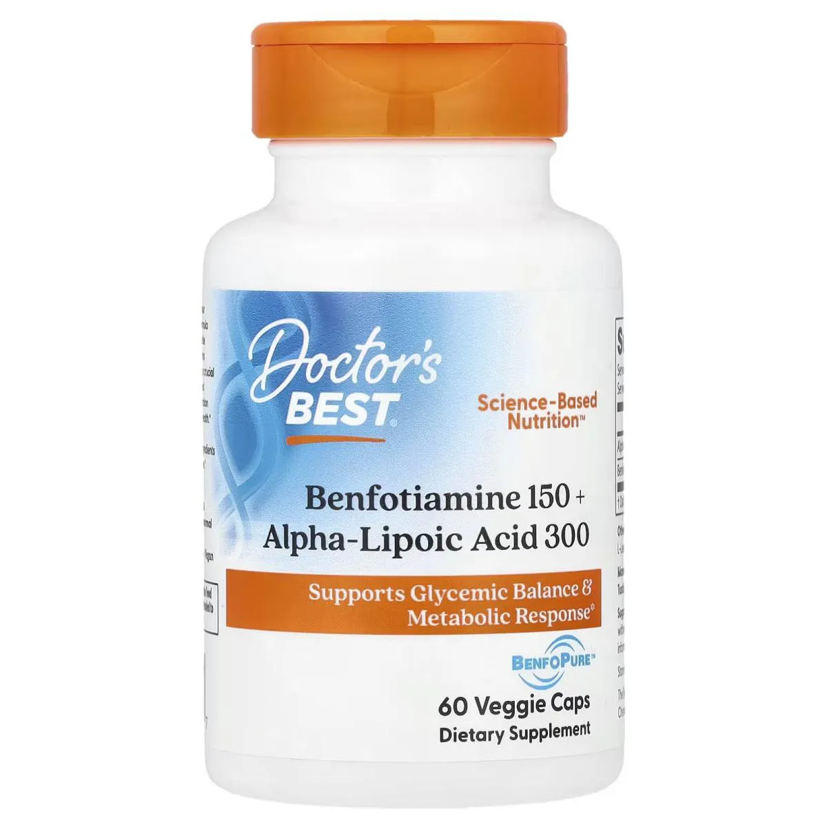 Benfotiamina 150 Mg + Ácido Alfa Lipóico 300 Mg 60 Cápsulas - Doctor's Best