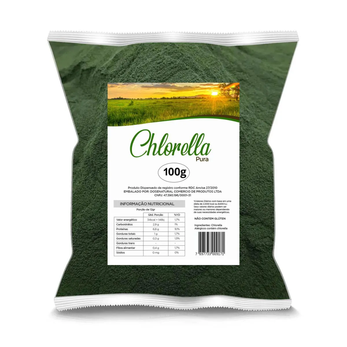 Chlorella Pura 100g Premium Vegano em Pó Imunidade Clorela