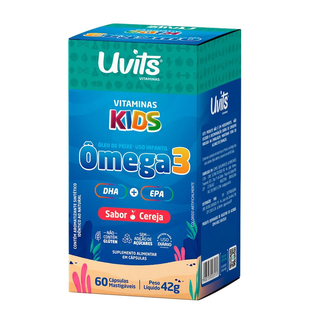 Ômega 3 Kids 60 Cápsulas Mastigáveis Sabor Cereja - Uvits