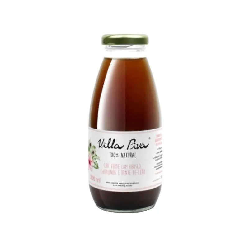 Chá Verde com Dente de Leão, Cavalinha e Hibisco Sem Açúcar Villa Piva 300ml