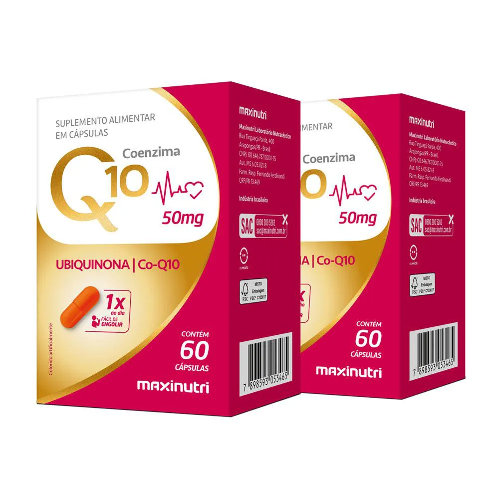 Kit 2 Coenzima Q10 Gold Ubiquinona 50mg 60 Cápsula Maxinutri
