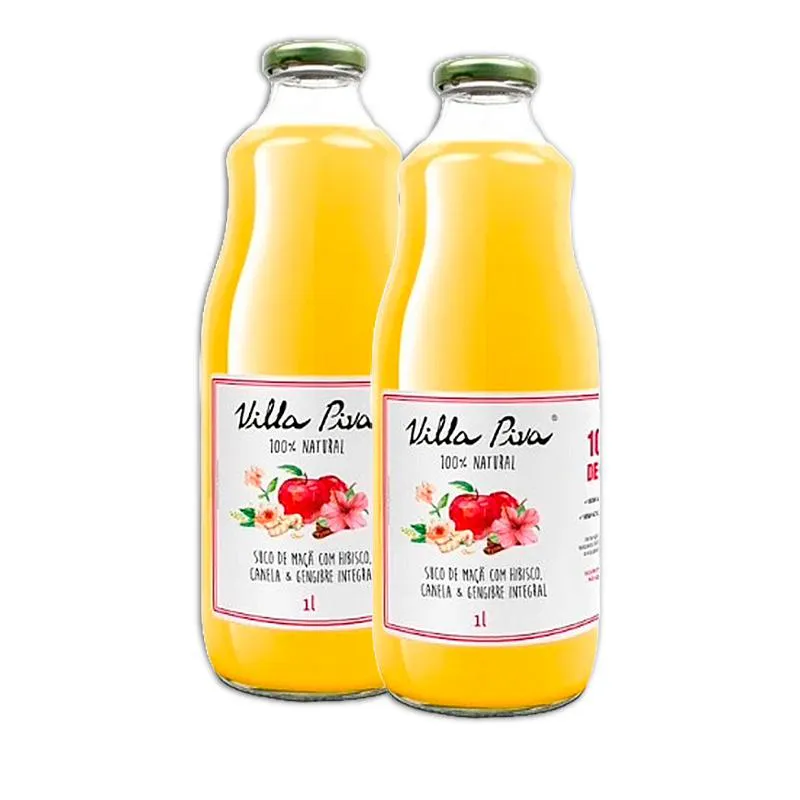 Kit 2x: Suco de Maçã com Hibisco, Canela e Gengibre Sem Açúcar Villa Piva 1l