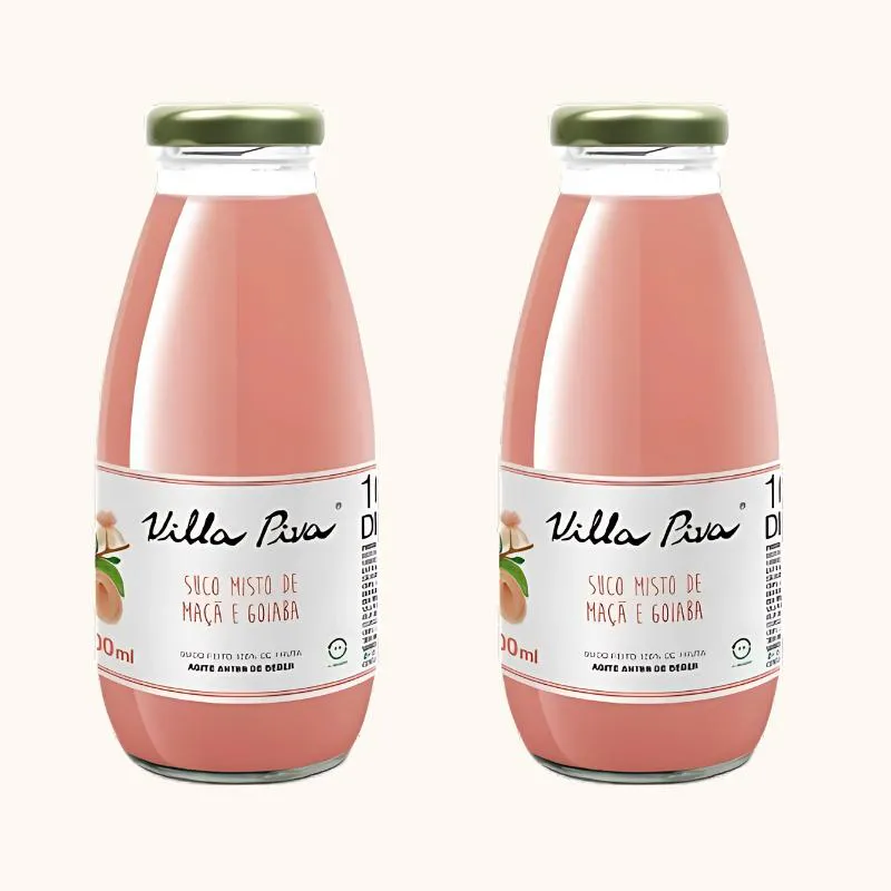 Kit 2x: Suco de Goiaba e Maçã Integral Sem Açúcar Villa Piva 300ml