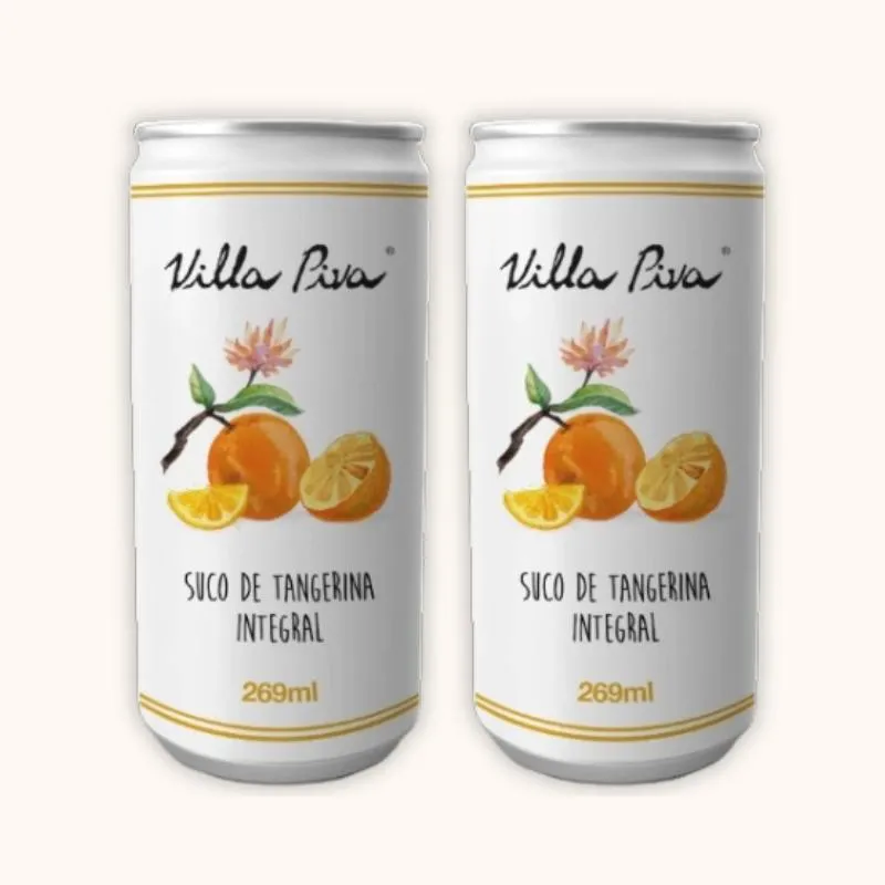 Kit 2x: Suco de Tangerina Integral Sem Açúcar Lata Villa Piva 269ml