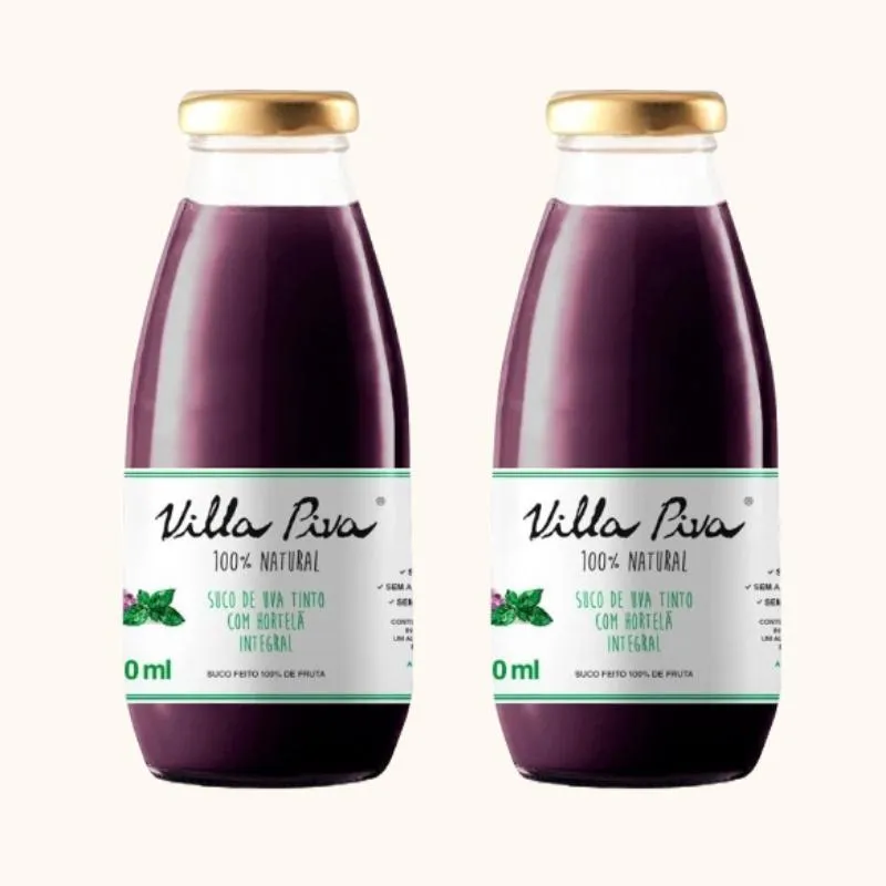 Kit 2x: Suco de Uva com Hortelã Sem Açúcar Villa Piva 300ml