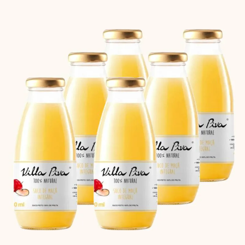Kit 6x: Suco de Maçã Integral Sem Açúcar Villa Piva 300ml
