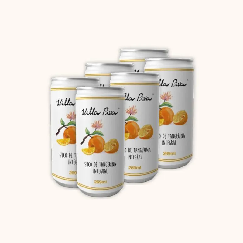 Kit 6x: Suco de Tangerina Integral Sem Açúcar Lata Villa Piva 269ml