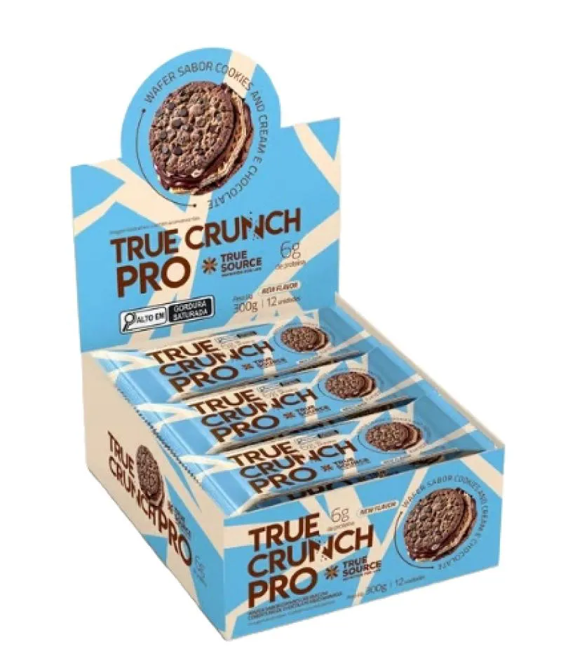 Wafer Proteico True Crunch Pro Cookies And Cream 25G True Source 12 unidades