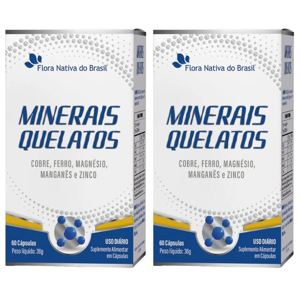 Kit 2x Minerais Quelatos 60 cápsulas - Flora Nativa