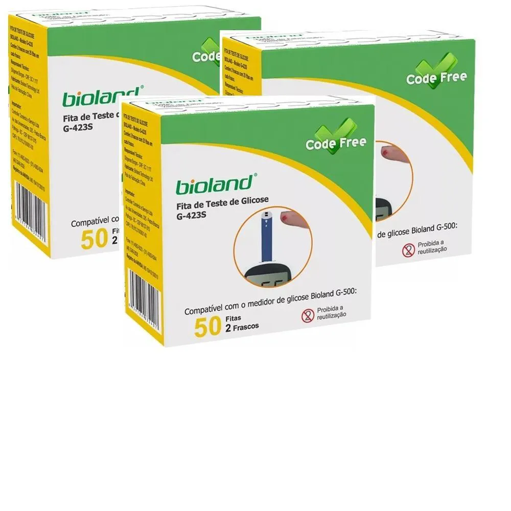 Kit 150 Fitas Para Medição Bioland Modelo G423s Code Free