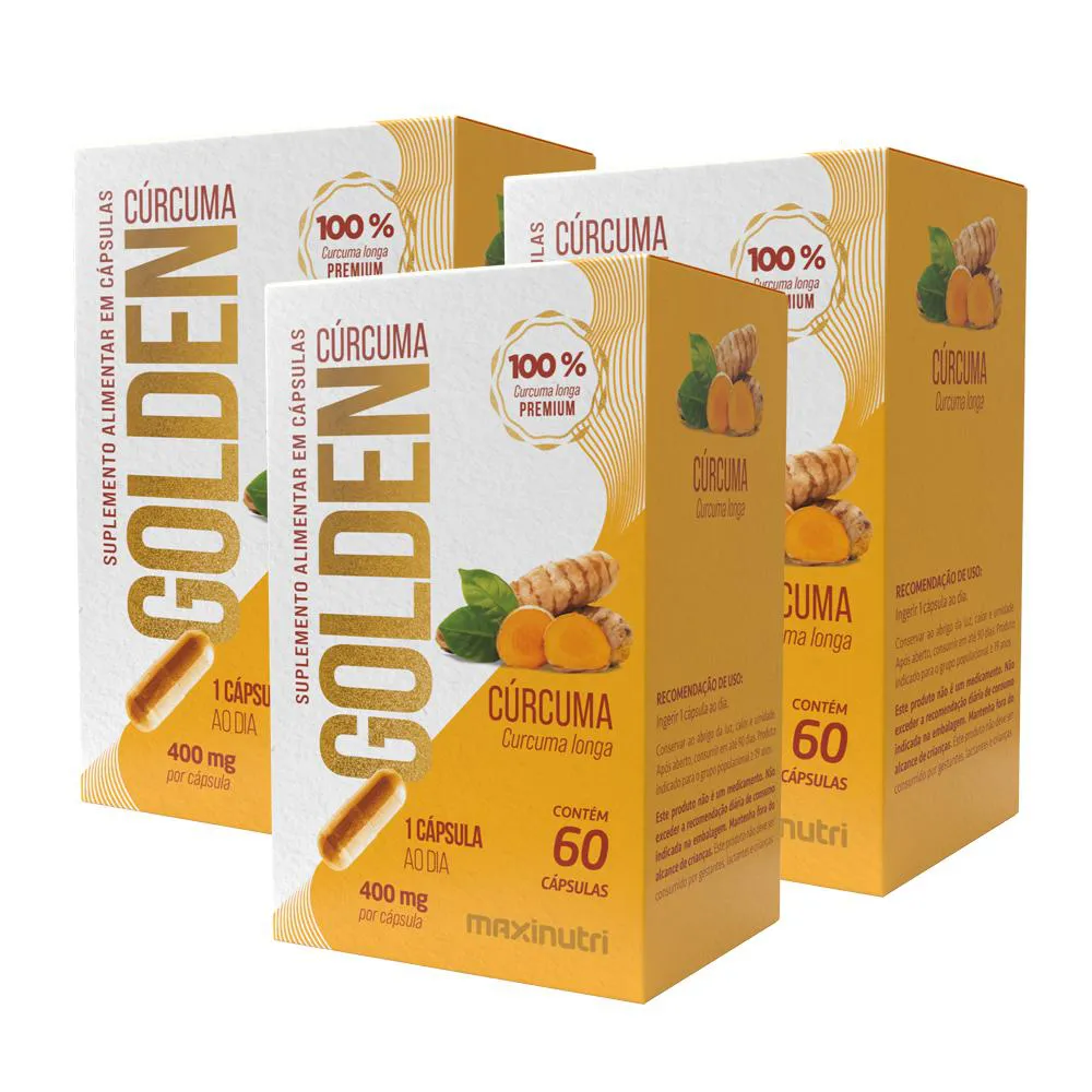 KIT 3 CURC GOLDEN 400MG CúRCUMA LONGA 60 CáPS MAXINUTRI