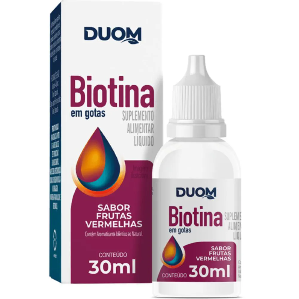 Biotina em Gotas Sabor Frutas Vermelhas 30Ml - Duom