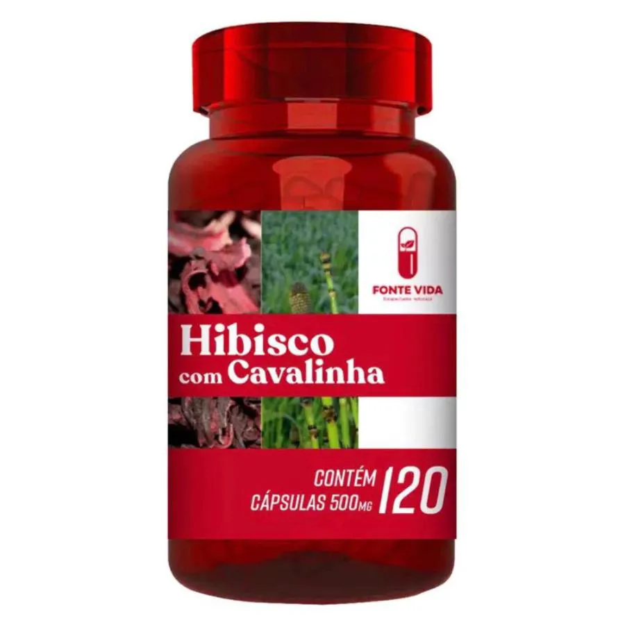 Hibisco com Cavalinha 120 Capsulas Vegano 500mg (fonte Vida).
