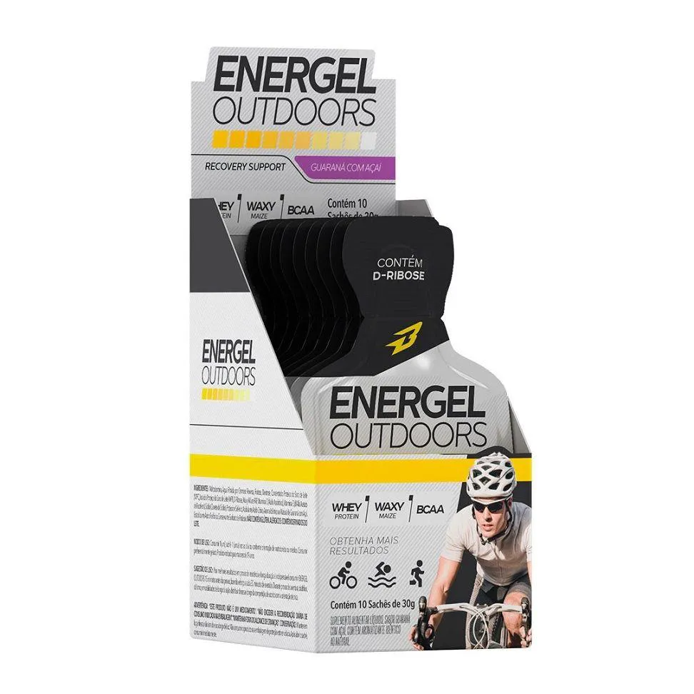 Energel Outdoors Caixa com 10 Sachês (300g) - Sabor: Guaraná C/ Açaí