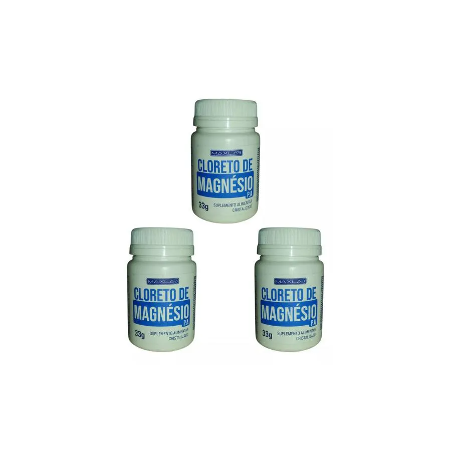 Kit 3 Cloreto de Magnésio P.a. em Pó 33g Maxlab Sabor Neutro
