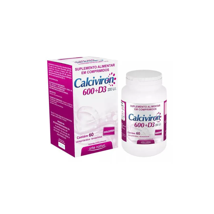 Vitamina Calciviron Cálcio 600mg+d3 60 Cpr - Arte Nativa