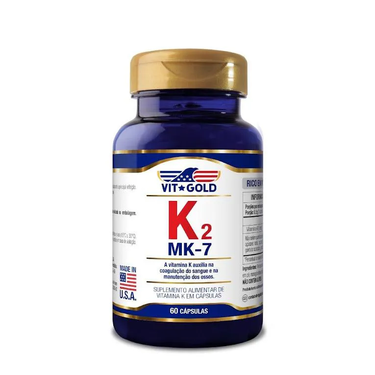 Vitamina K2 MK-7 (Menaquinona-7) 100mcg Vitgold 60 Cápsulas