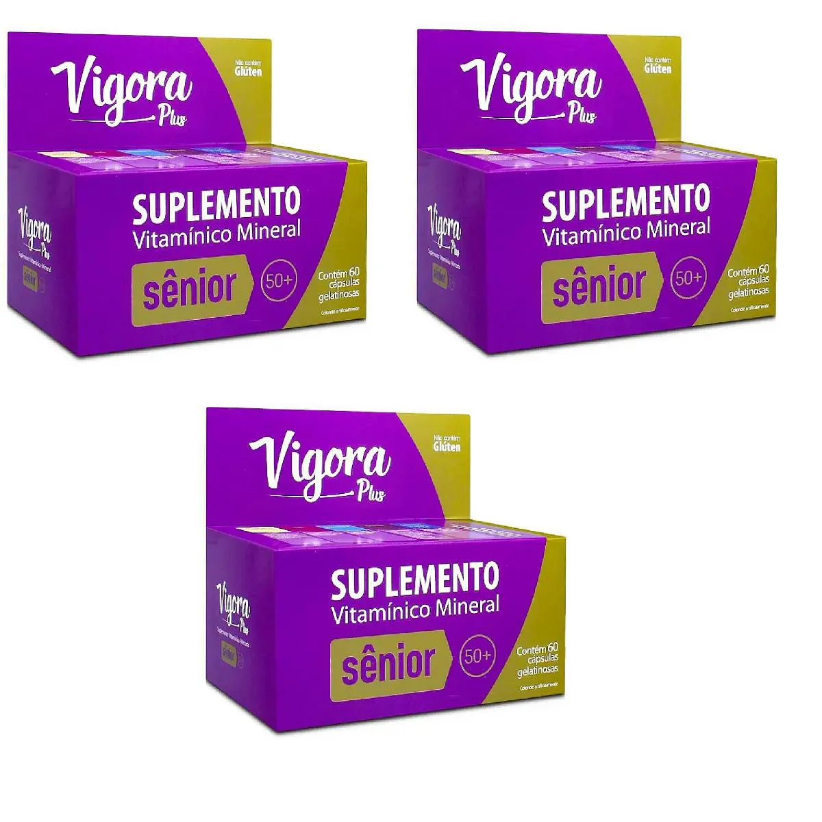 Kit 03 Suplemento Vigora Plus Sênior 50 + com 60 Cps - Prati