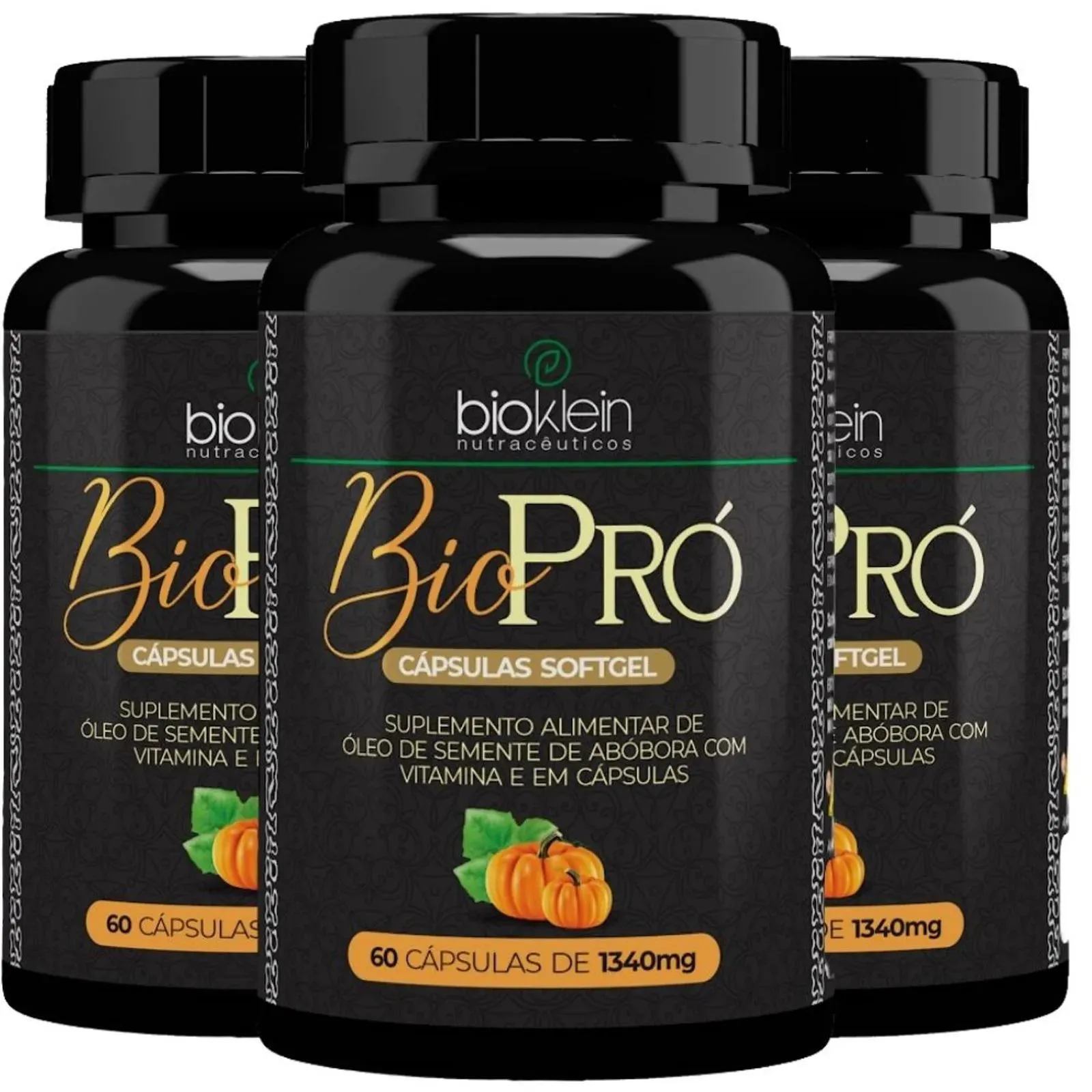 Kit 3x Biopró (óleo de Semente de Abóbora + Vitamina E) 1340mg 60 Softgels - Bioklein