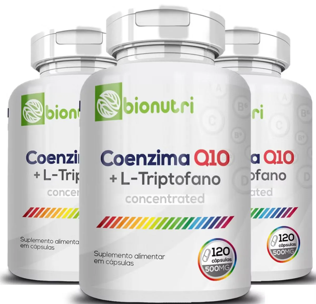 Kit 3x Coenzima Q10 com L - Triptofano 500mg 120 cápsulas Bionutri