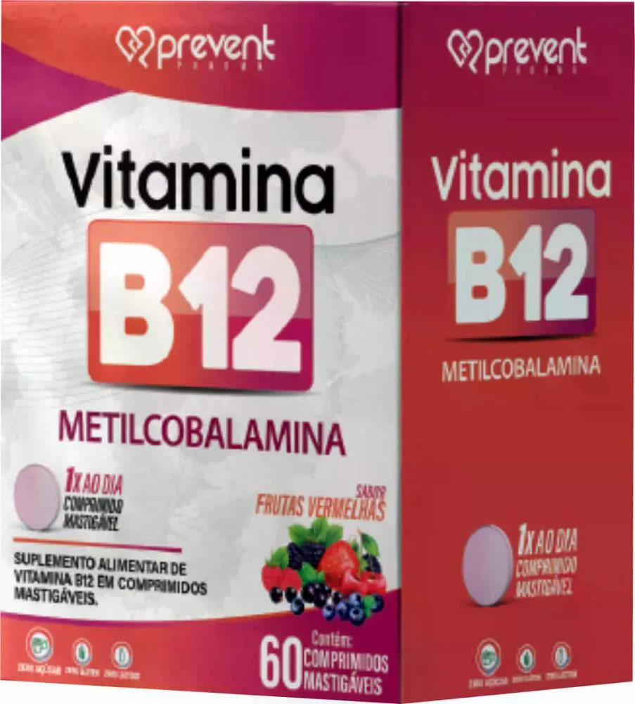 Vitamina B12 60cp Mastigável Frutas Vermelhas Prevent