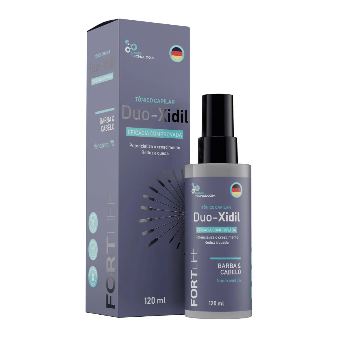 Tônico Capilar em Spray Duo - Xidil Barba e Cabelo Frasco com 120ml Fortlife
