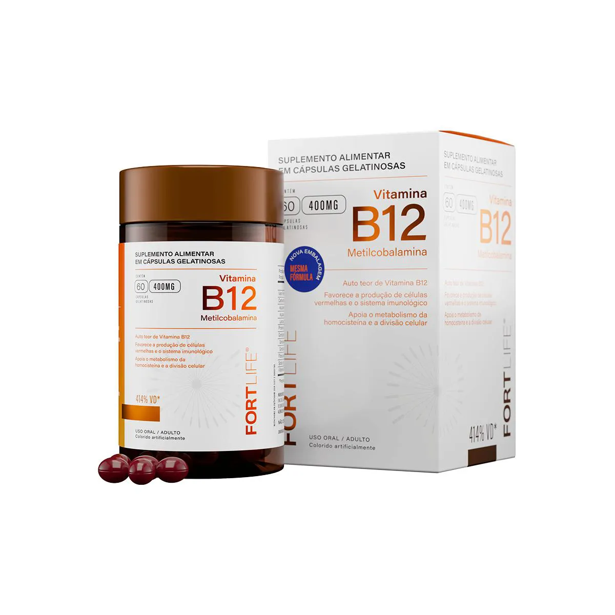 Vitamina B12 400mg 60 cápsulas Fortlife