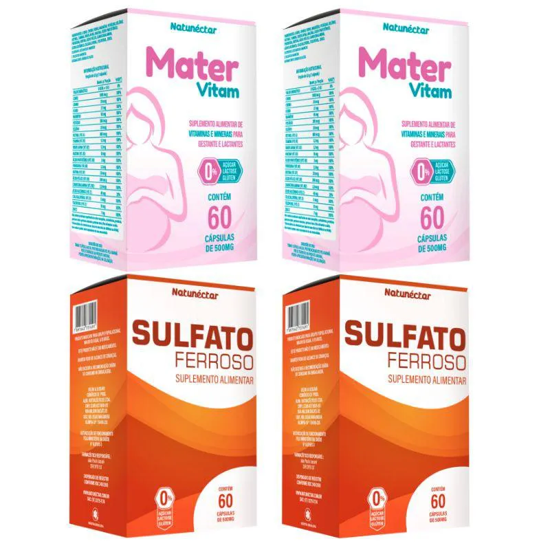 Kit Mater Vitam 60 cápsulas + Sulfato Ferroso 60 Cápsulas – 4 Unid (240 Cápsulas)