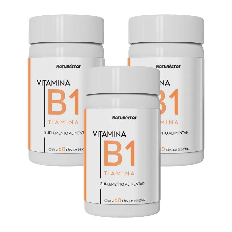 KIT VITAMINA B1 (TIAMINA) SUPLEMENTO ALIMENTAR NATUNECTAR 500MG – 3 UNID (180 CáPSULAS)