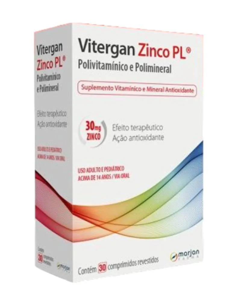 Vitamina Vitergan Zinco Pl 30mg Zinco 30 Cpr - Marjan