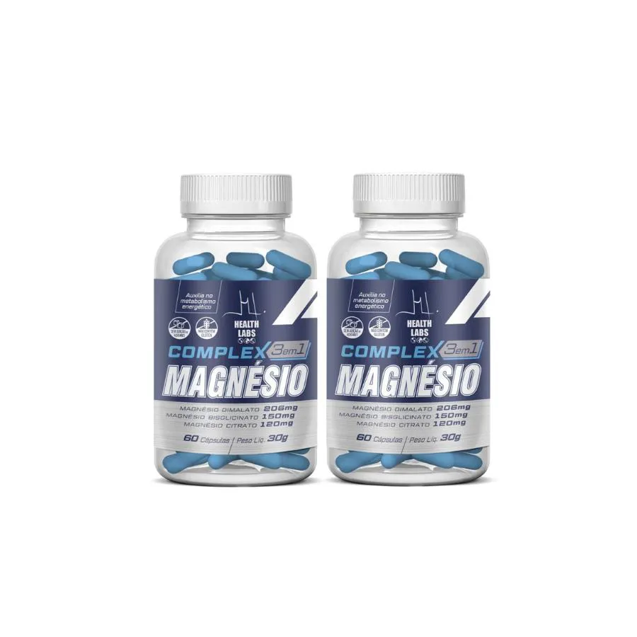 2un Complex 3 em 1 Magnésio 60 cápsulas - Health Labs