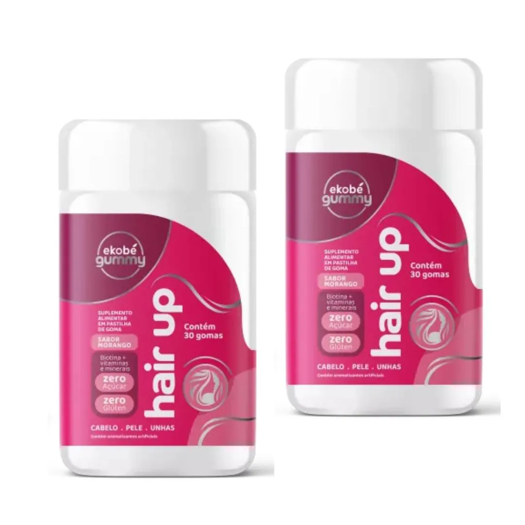 2X Hair Up Gummy (Biotina+ Vitms) 30 Gomas Sabor Morango Ekobé