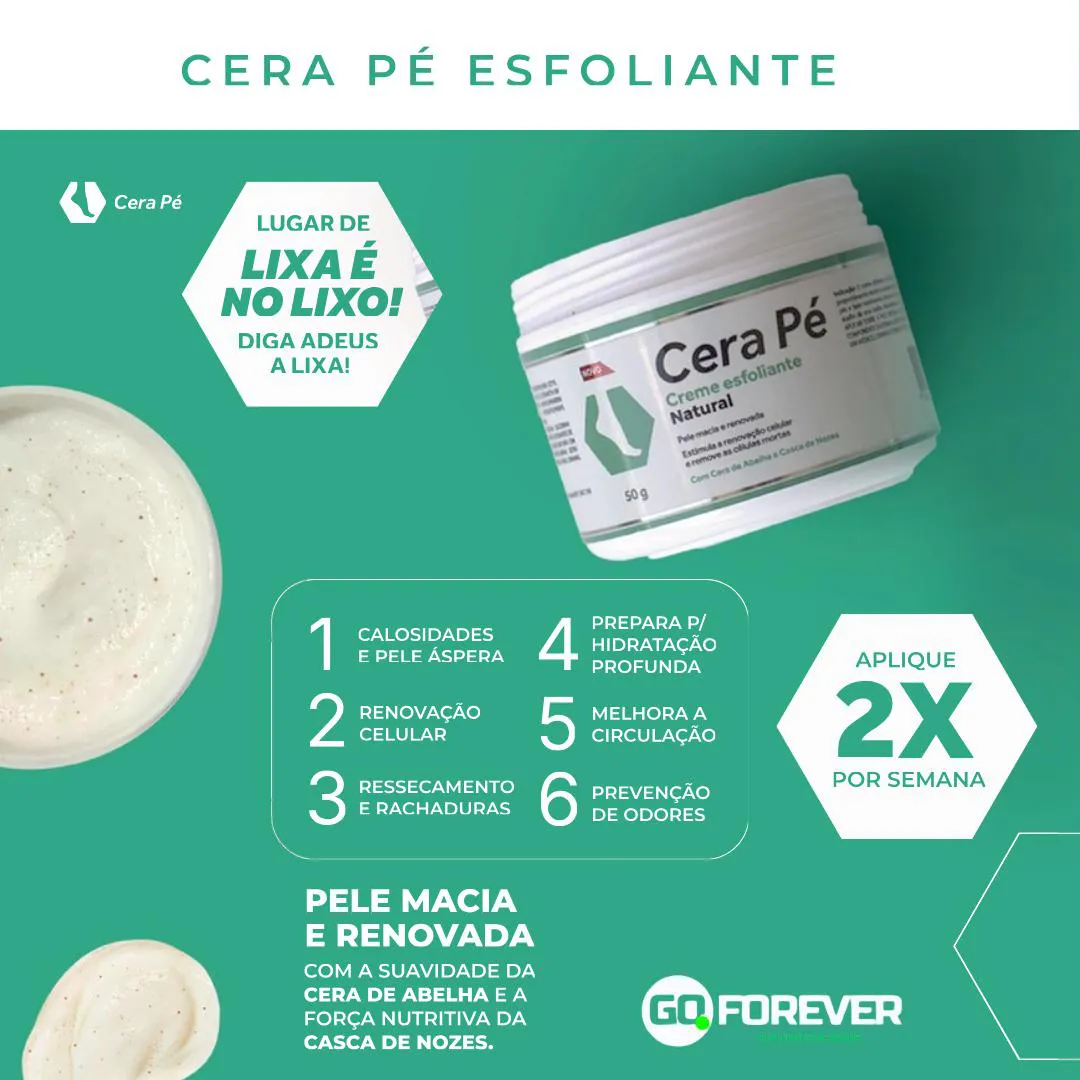 Cera Pé Esfoliante para Os Pés Pote 50g