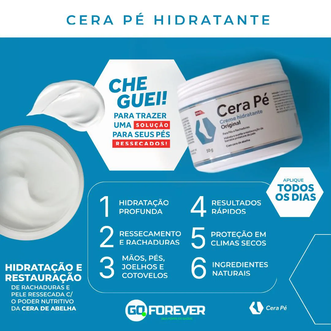 Cera Pé Hidratante para Os Pés Restaurador Pés e Rachaduras 50g
